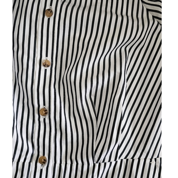 Ann Taylor Stripes Puffed Sleeves A-line Midi Petite Shirt Dress - Picture 8 of 8